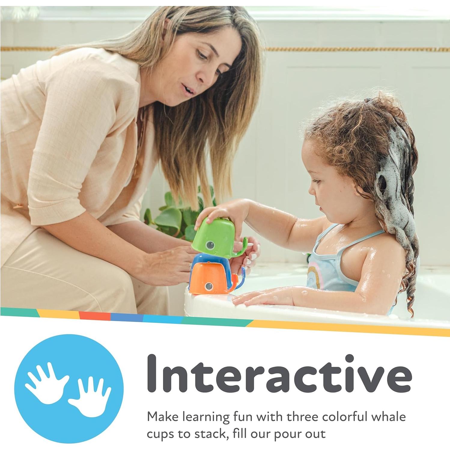 Tazas de Baño Nuby Ballena - 3 Tazas Apilables para Niños