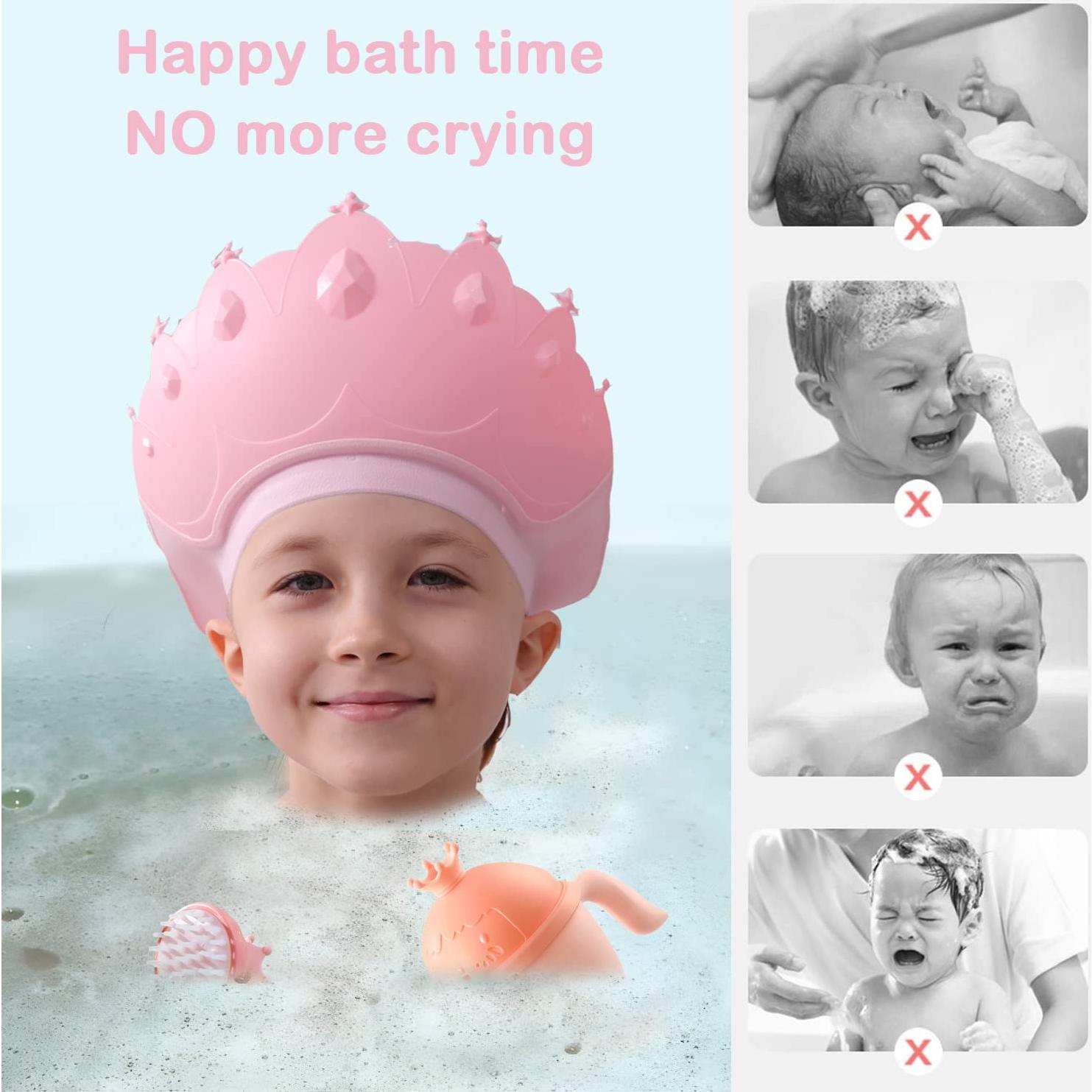 Gorro de Ducha para Bebé Thcbme Rosa Ajustable 0-9 Años