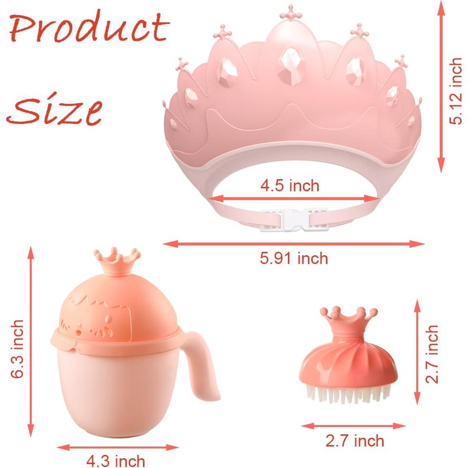 Gorro de Ducha para Bebé Thcbme Rosa Ajustable 0-9 Años