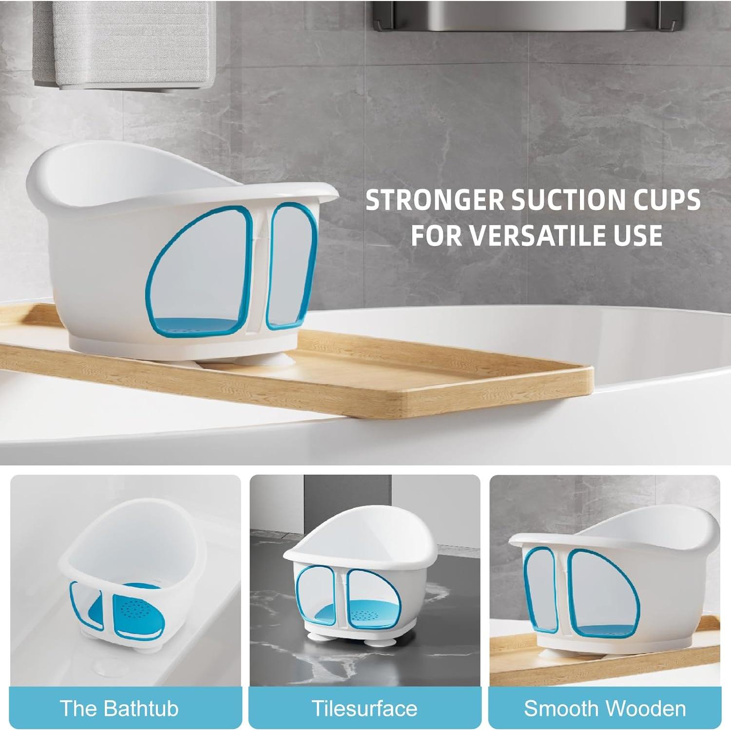 Silla de Baño para Bebés GiggleGlow con Ventosas - Azul