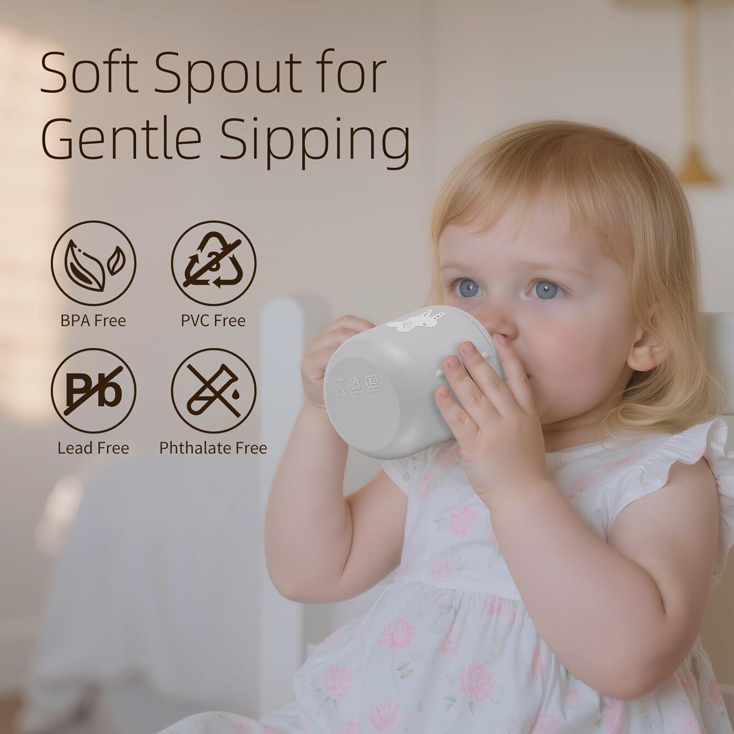 Taza Antivuelco de Silicona Little Rawr 180ml Gris-Rabbit