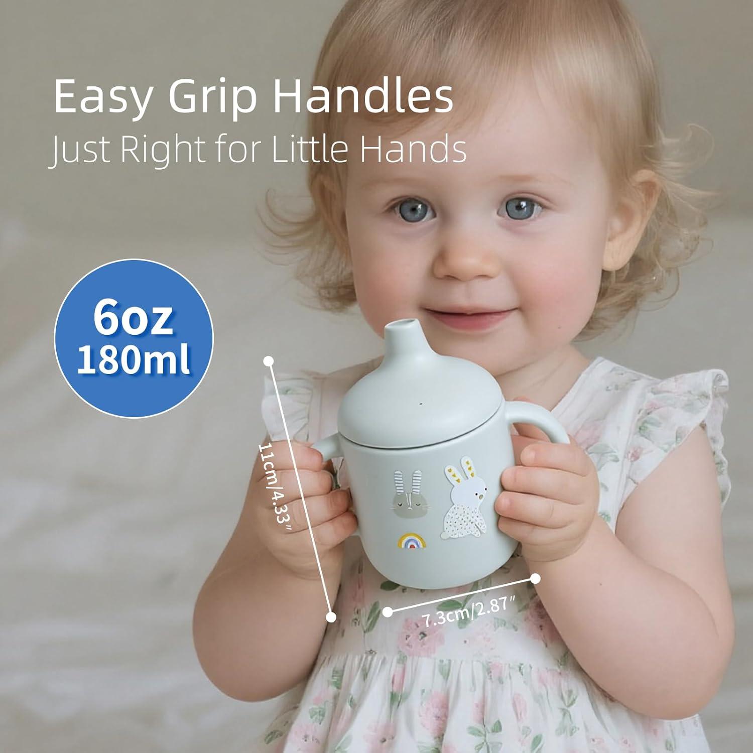 Taza Antivuelco de Silicona Little Rawr 180ml Gris-Rabbit