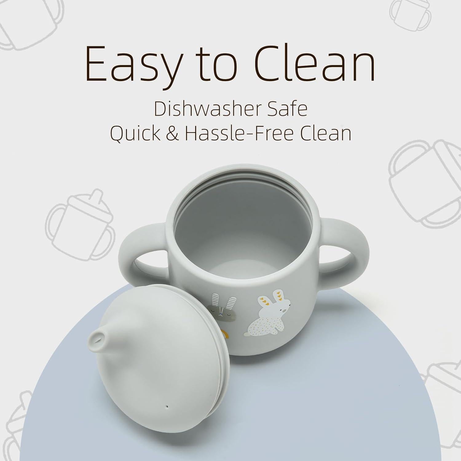 Taza Antivuelco de Silicona Little Rawr 180ml Gris-Rabbit