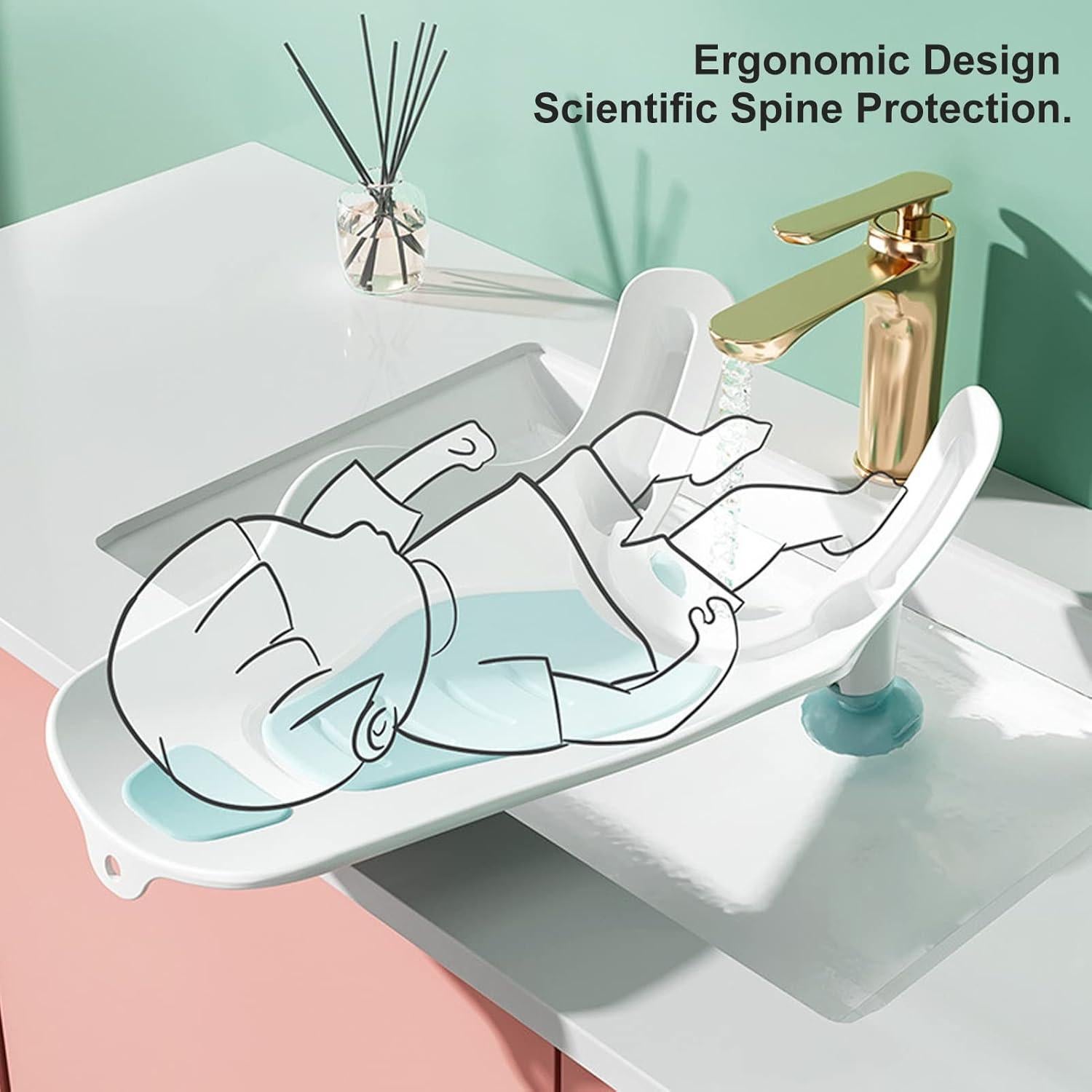 Bañera Plegable para Bebés Clean Rinse Verde Menta 31.8x51cm