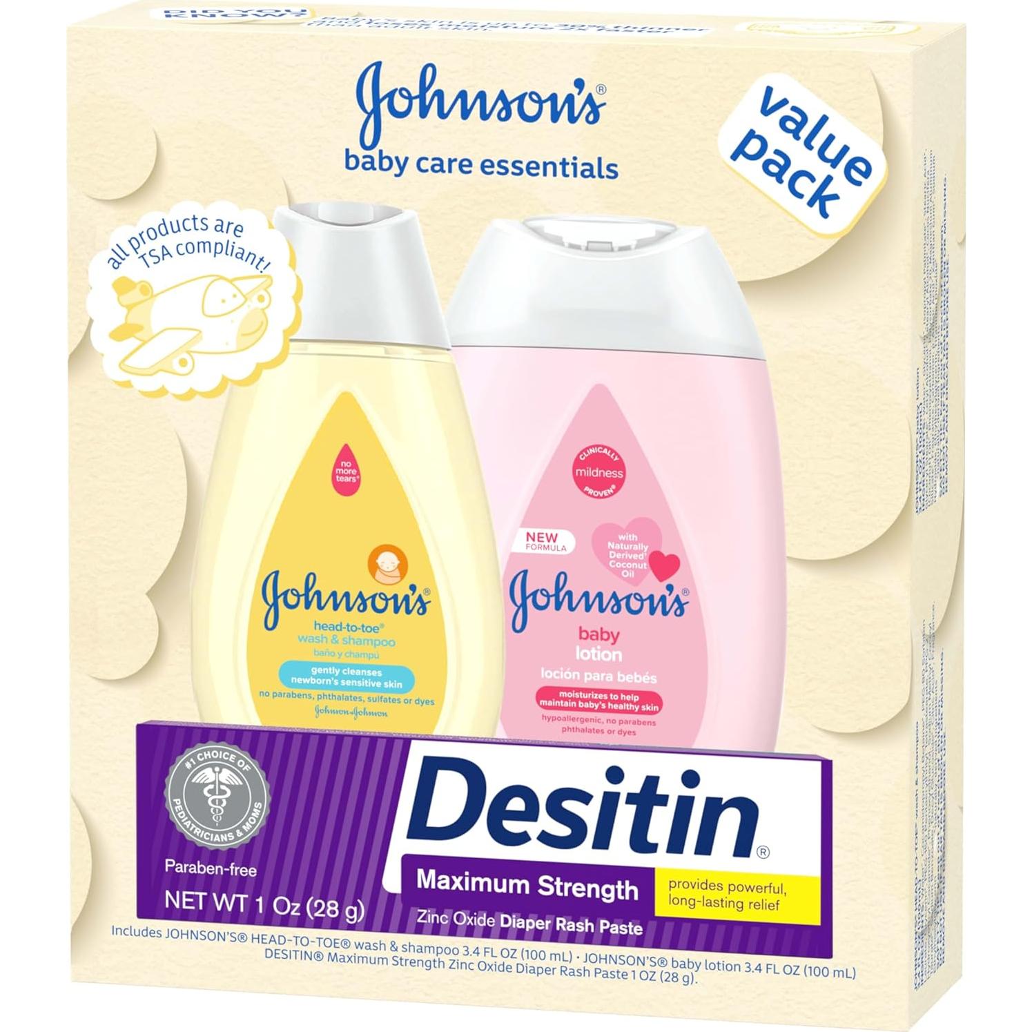 Set de Regalo Johnson para Cuidado del Bebé - 3 Productos Viaje