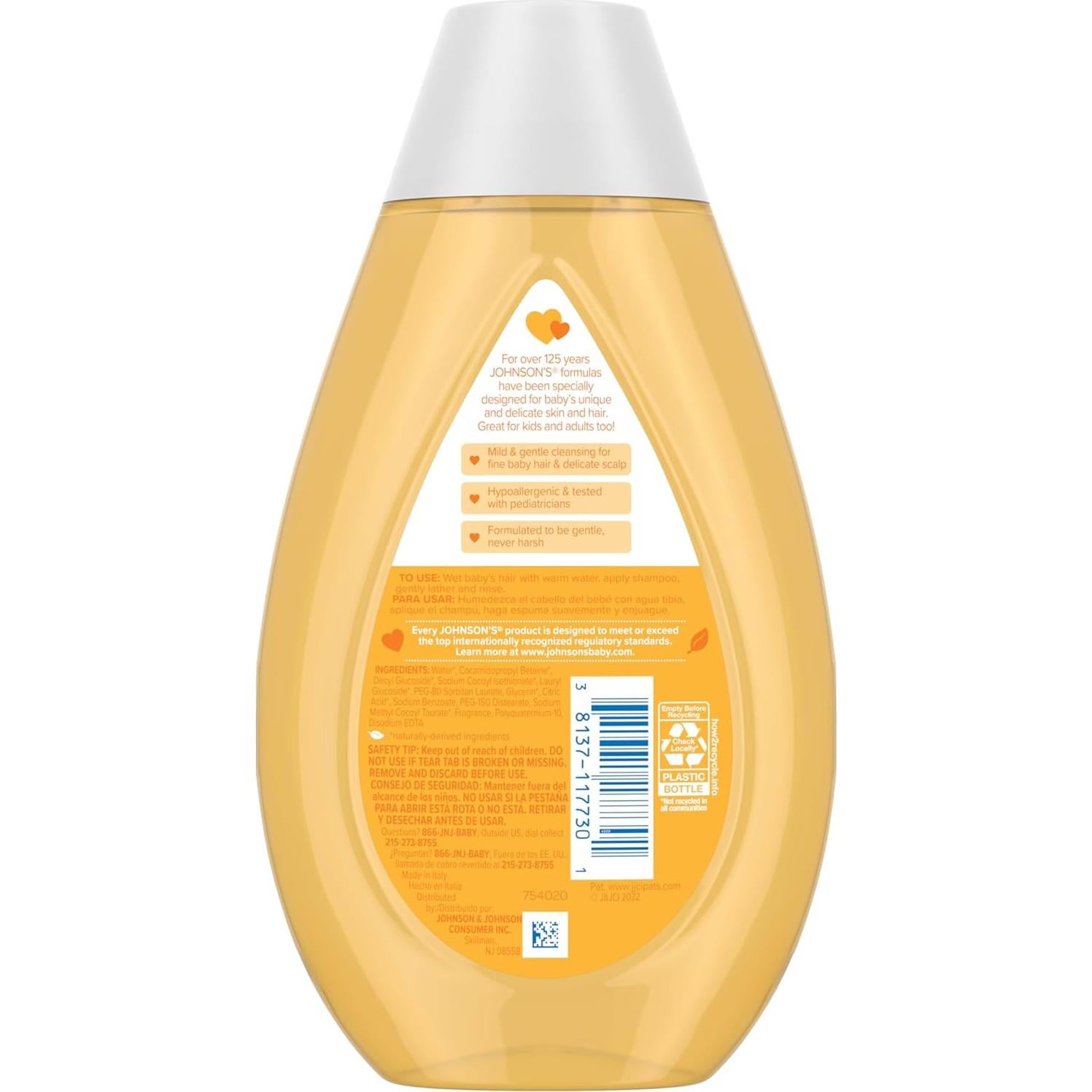 Champú para Bebés Johnson 403.6 ml Sin Lagrimas Hipoalergénico