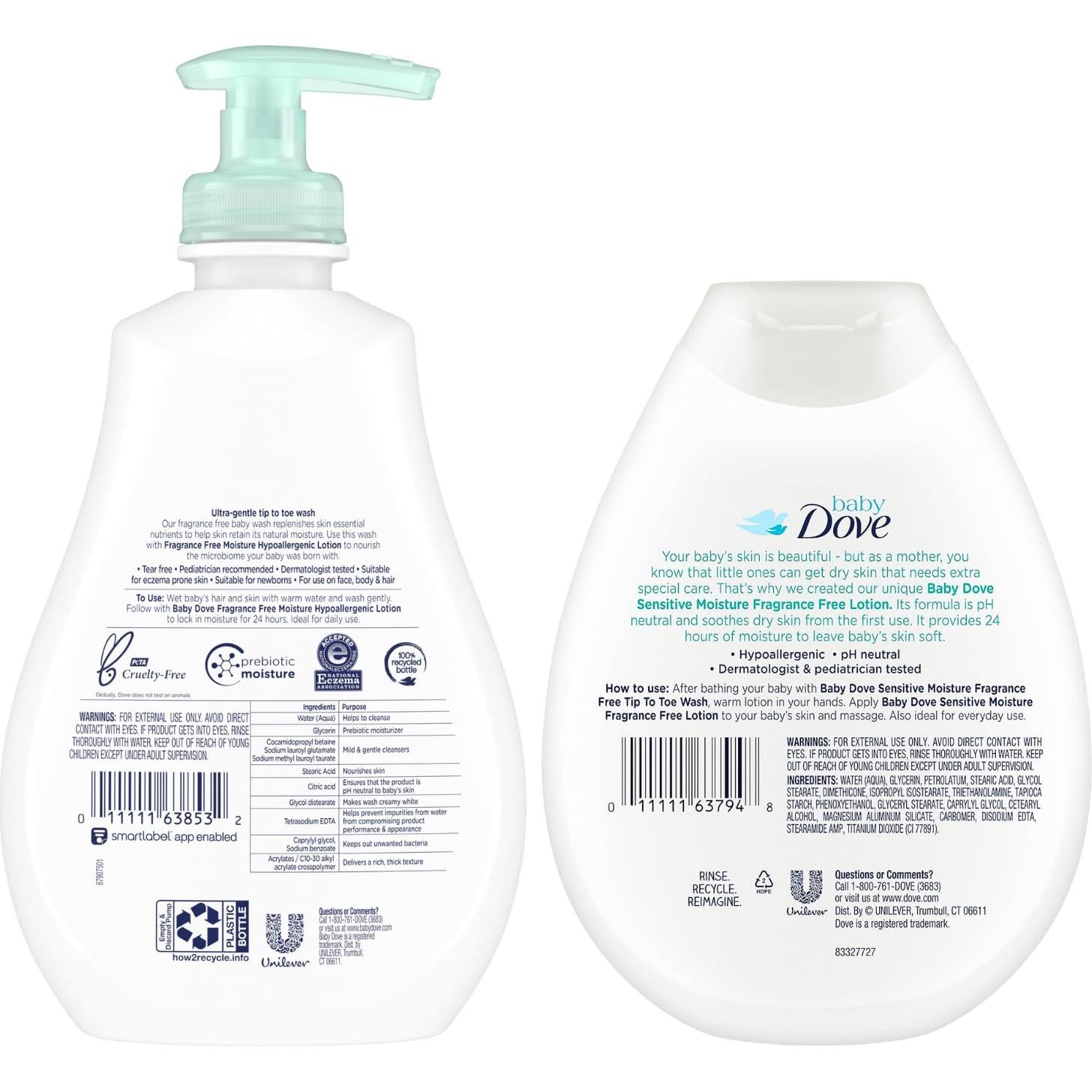 Set de Cuidado de Piel Sensible para Bebés Dove - Jabón y Loción Hipoalergénicos 2 Piezas