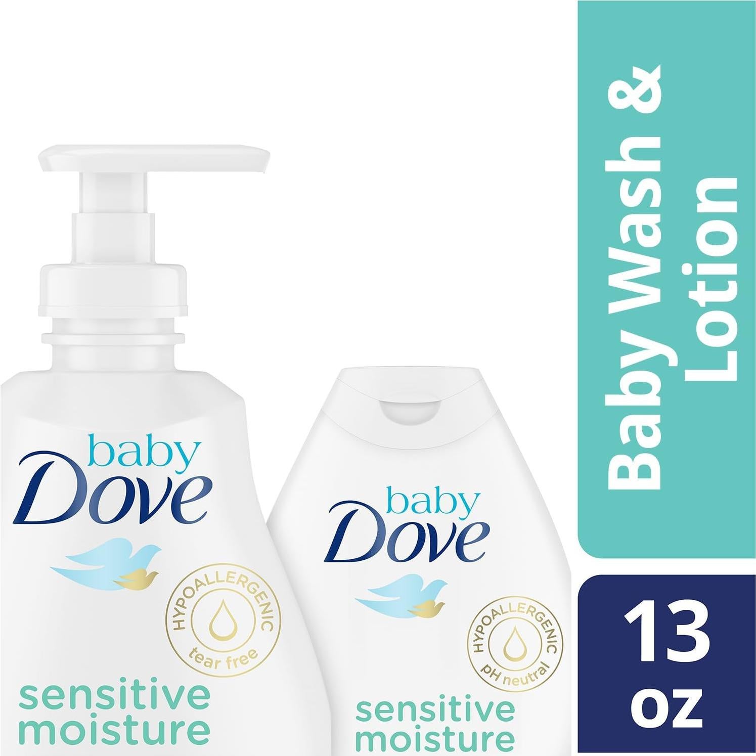 Set de Cuidado de Piel Sensible para Bebés Dove - Jabón y Loción Hipoalergénicos 2 Piezas