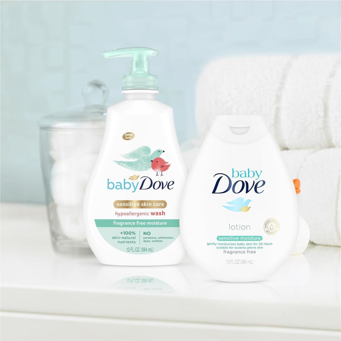Set de Cuidado de Piel Sensible para Bebés Dove - Jabón y Loción Hipoalergénicos 2 Piezas