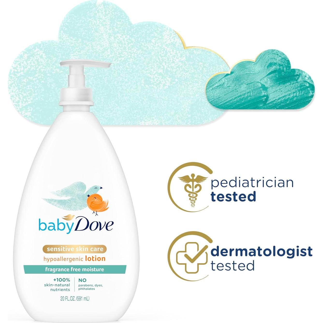 Loción Baby Dove para Bebés Piel Sensible Sin Fragancia 591 ml