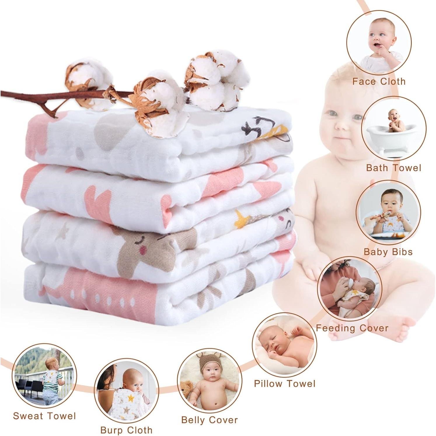 Pañales de Muselina Viviland 100% Algodón 4 Piezas 25.4x50.8cm