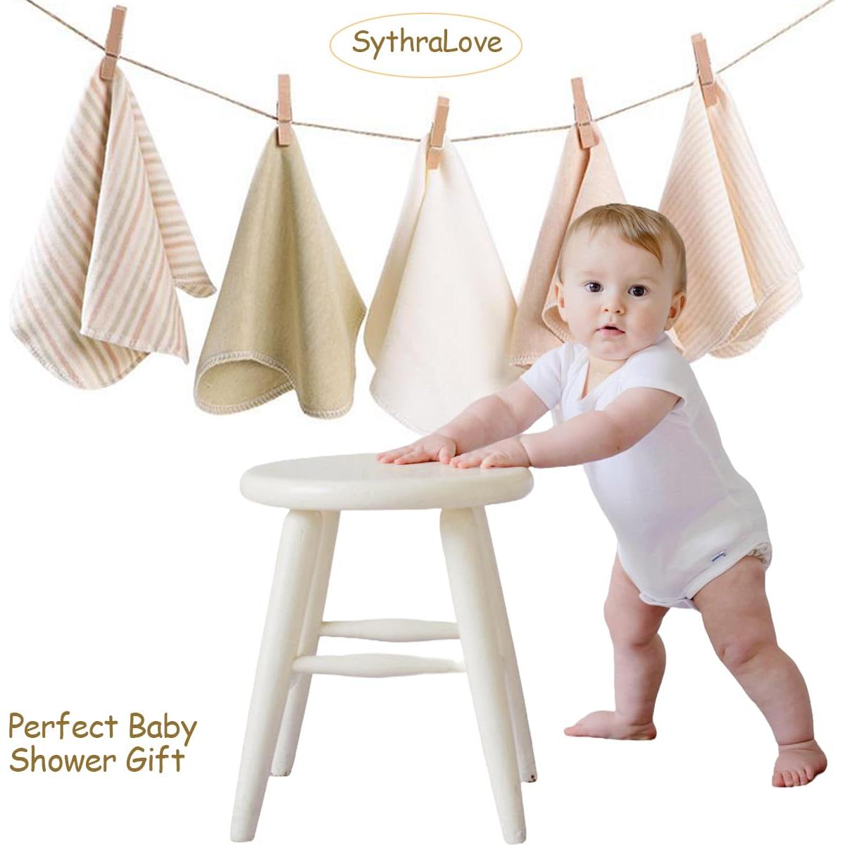 Paquete de 5 Toallitas de Algodón Orgánico para Bebés 25x25cm