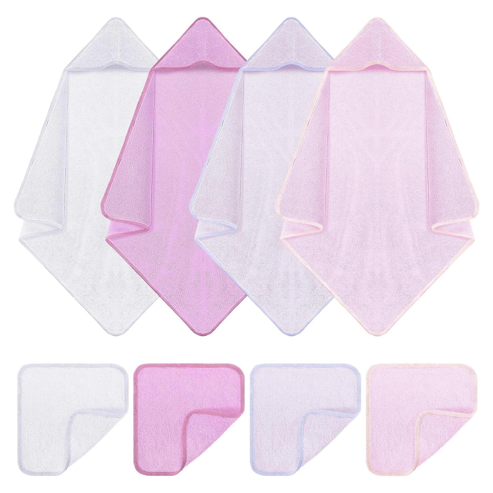 Juego de Toallas de Baño con Capucha CroBlissful 8 Pcs Algodón