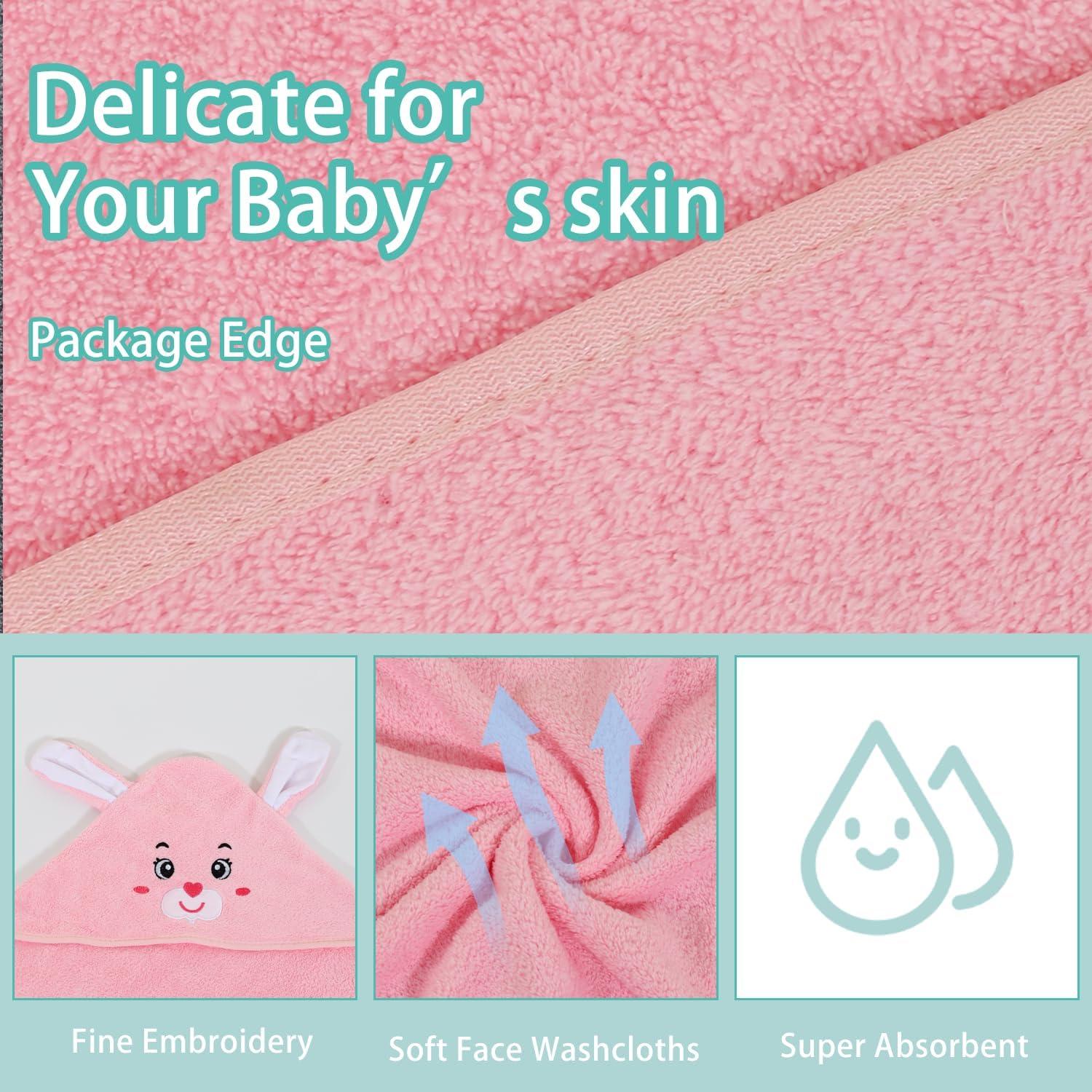 Toalla con Capucha SEVDO para Bebé 79x79 cm Conejo Rosa