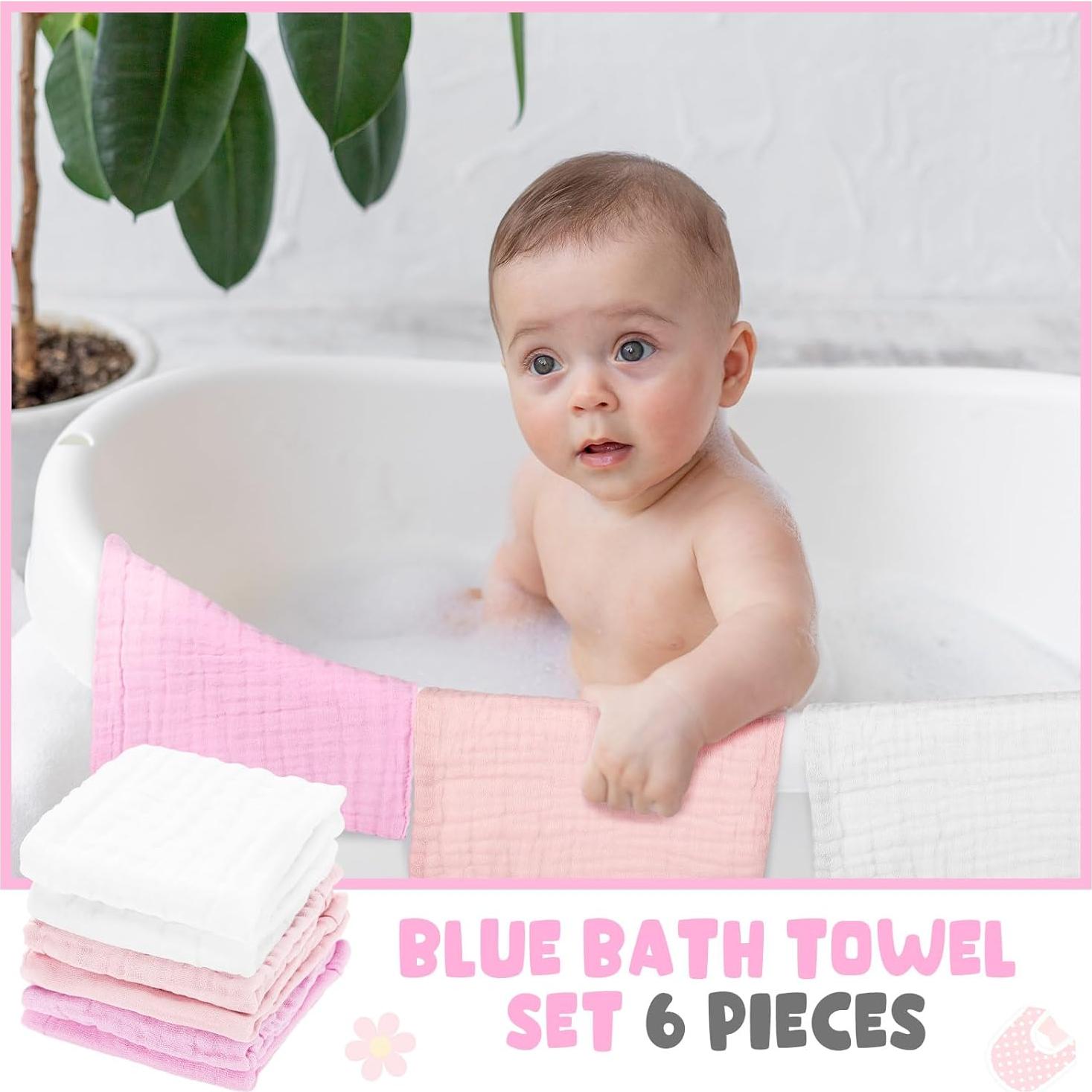 Juego de 8 Toallas de Baño Peryiter para Bebés 100% Algodón Rosa