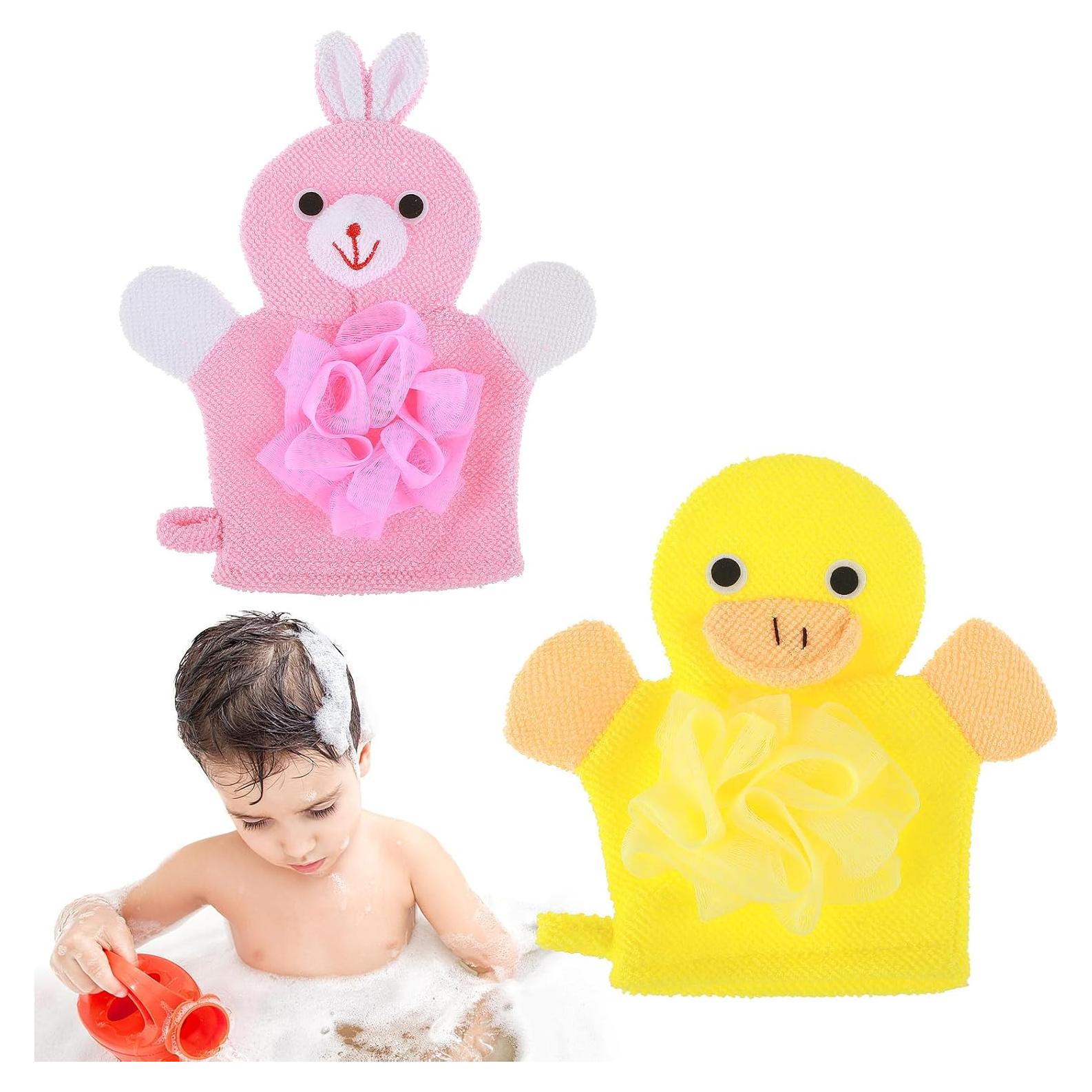 Guantes de Baño Exfoliantes Gjinxi para Niños - Conejo y Pato