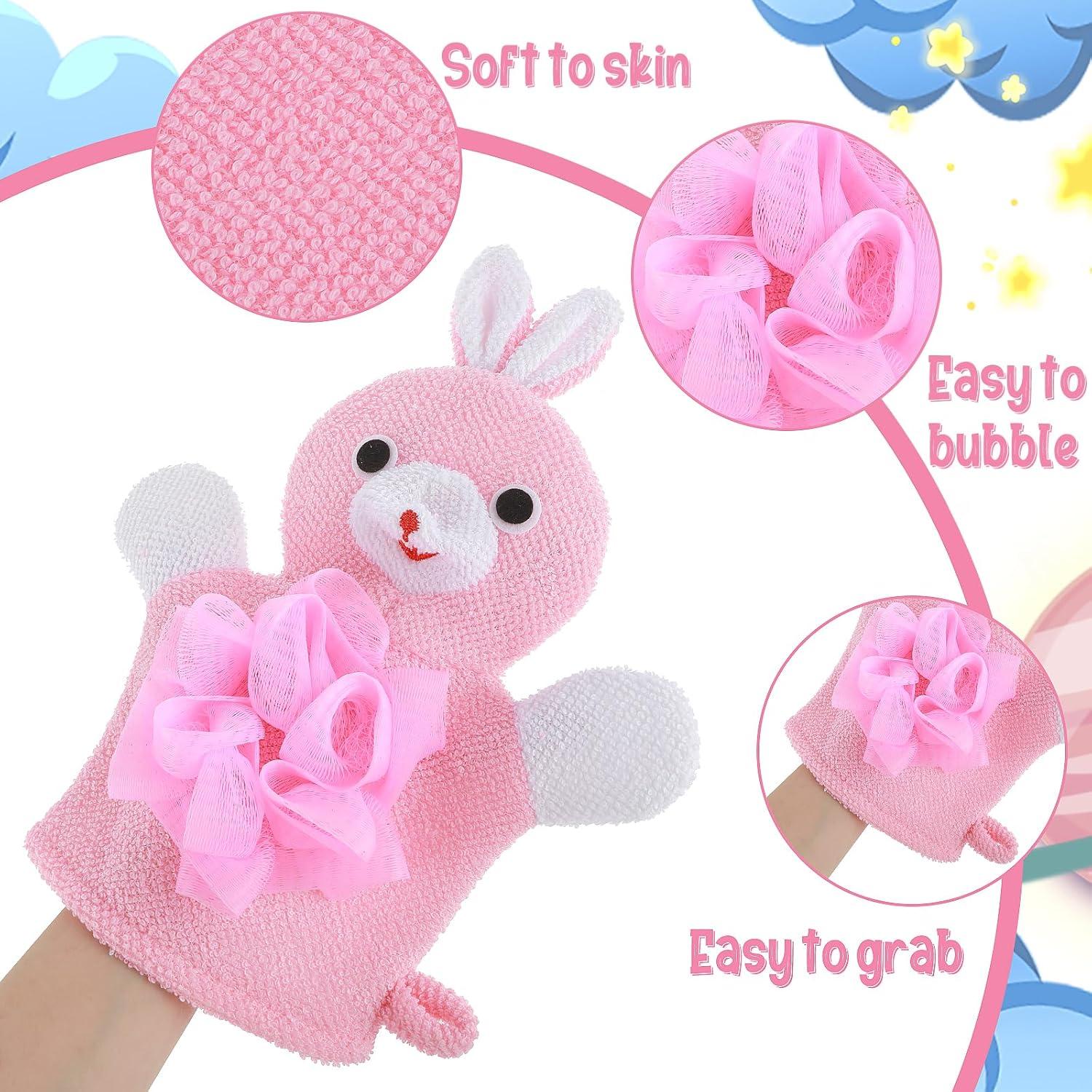 Guantes de Baño Exfoliantes Gjinxi para Niños - Conejo y Pato