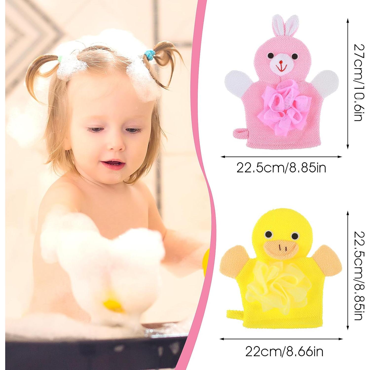 Guantes de Baño Exfoliantes Gjinxi para Niños - Conejo y Pato