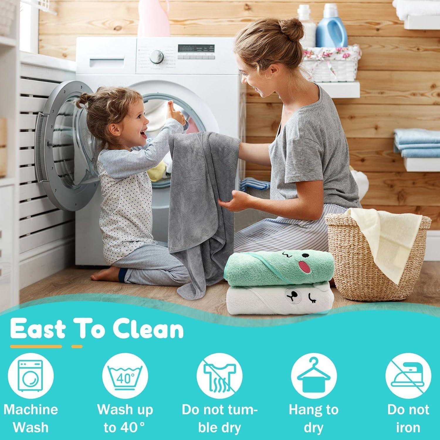 Toalla con Capucha Febvao Elefante Gris 80x80 cm Súper Absorbente