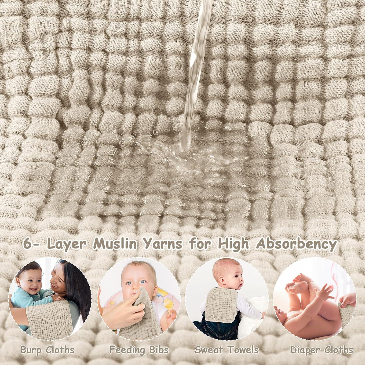 Paquete de 6 Pañales Muslin para Eructar Looxii 100% Algodón 50.8x25.4cm