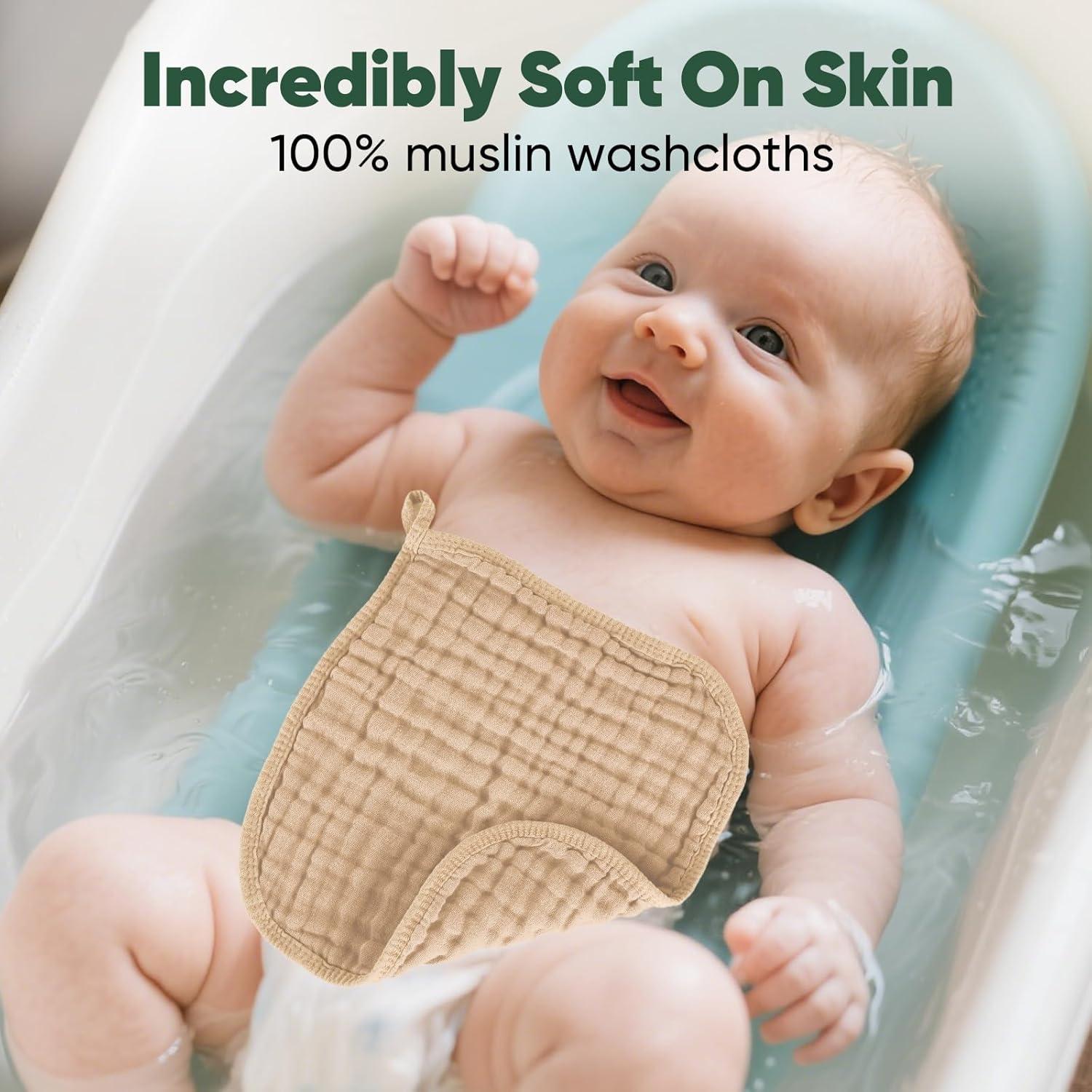 Toallitas para Bebé 100% Algodón 30x30 cm 6 Piezas Blanco/Café