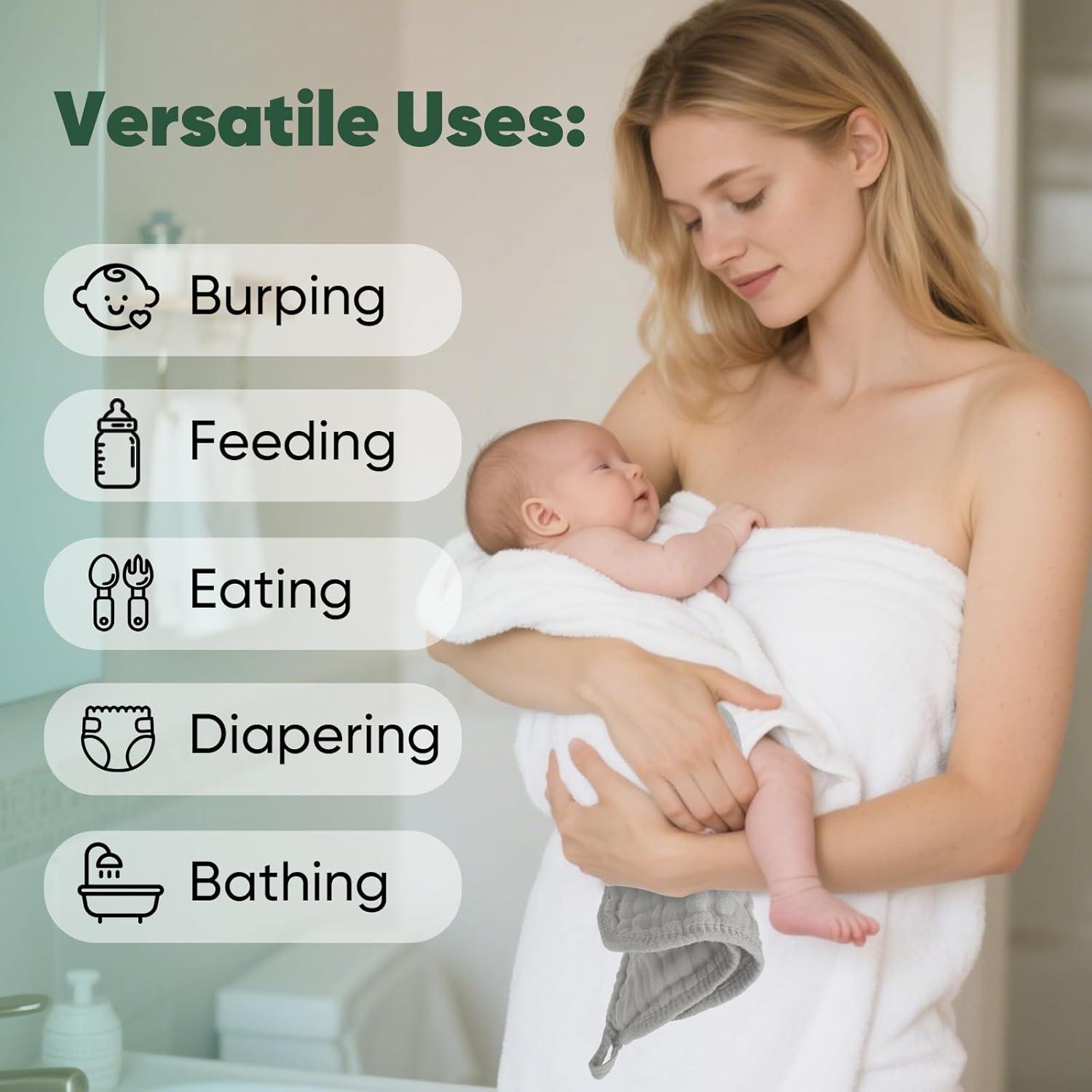 Toallitas para Bebé 100% Algodón 30x30 cm 6 Piezas Blanco/Café