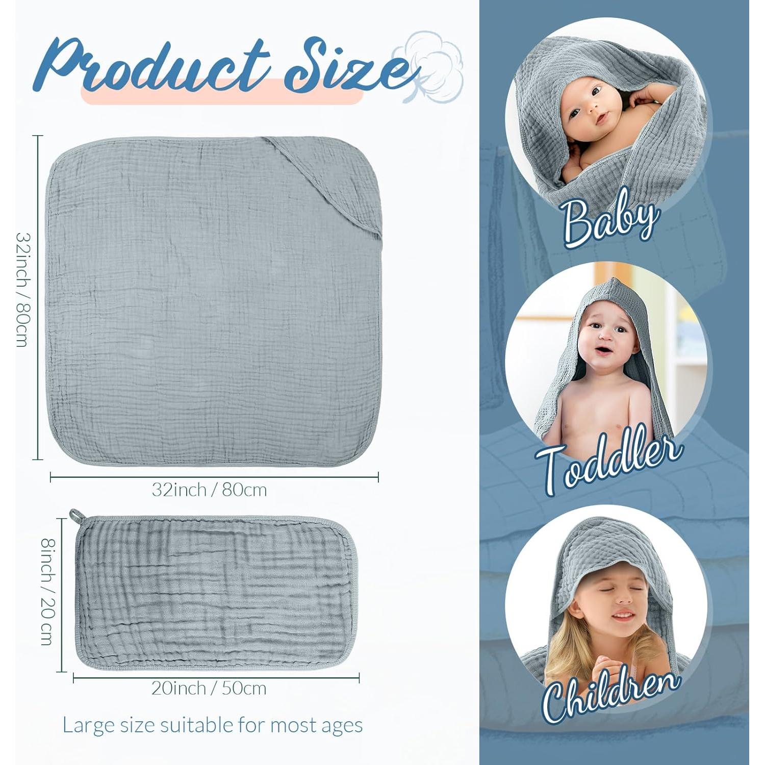 Juego de 8 Toallas de Baño con Capucha VitalCozy 81x81 cm