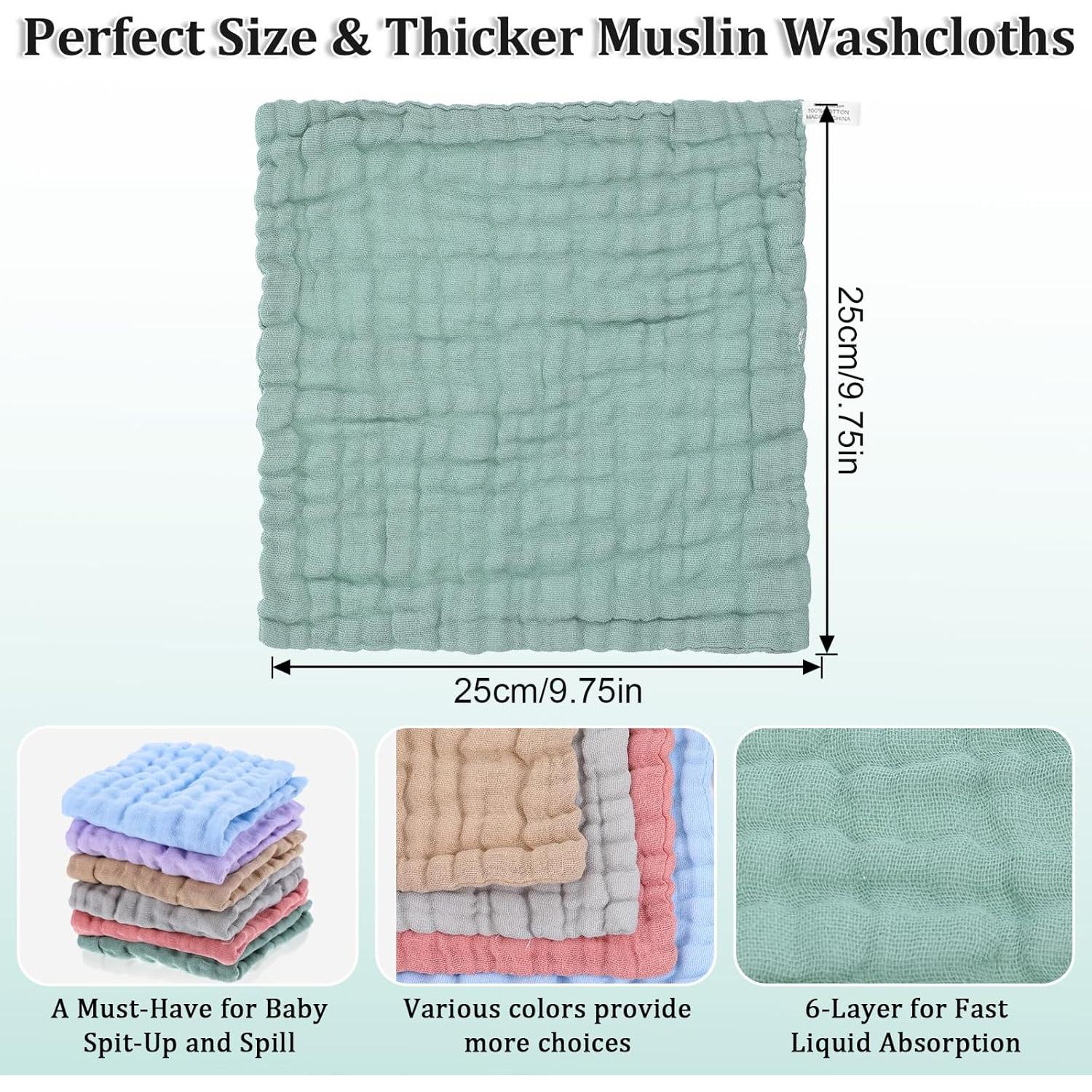 6 Paños de Muselina Qianyu 100% Algodón 24.77 cm Multicolor