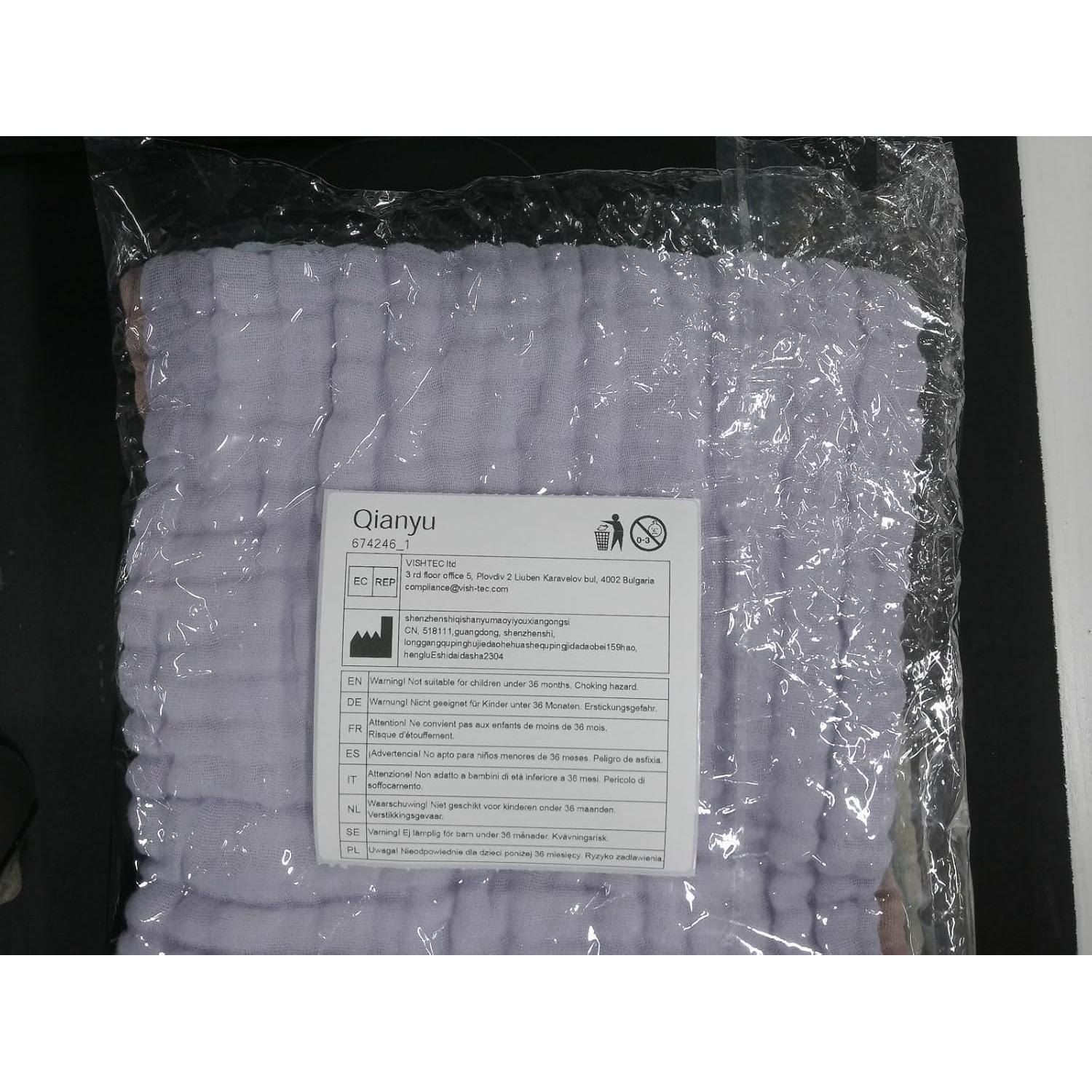 6 Paños de Muselina Qianyu 100% Algodón 24.77 cm Multicolor