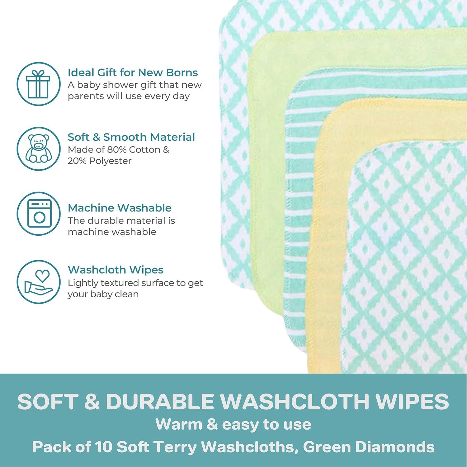 Juego de Toallitas de Lavado Spasilk 10 Unidades Diamantes Verdes