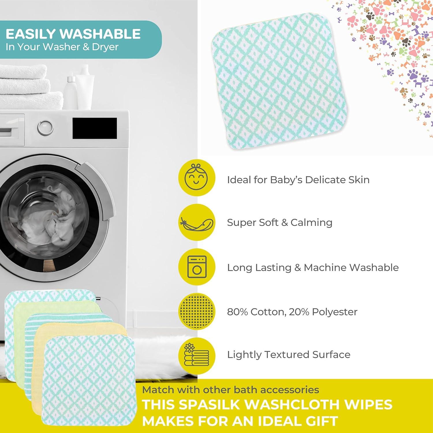 Juego de Toallitas de Lavado Spasilk 10 Unidades Diamantes Verdes