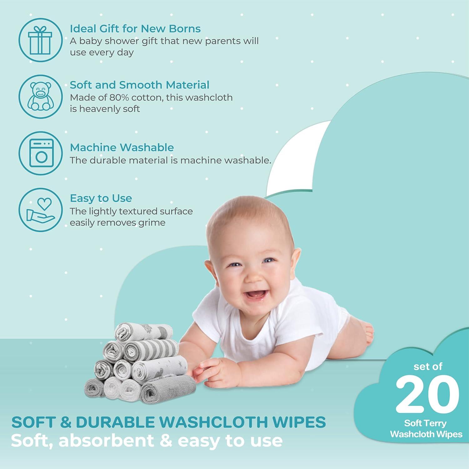 Conjunto de Toallitas de Lavado Spasilk 20 Unidades Celestial Gris