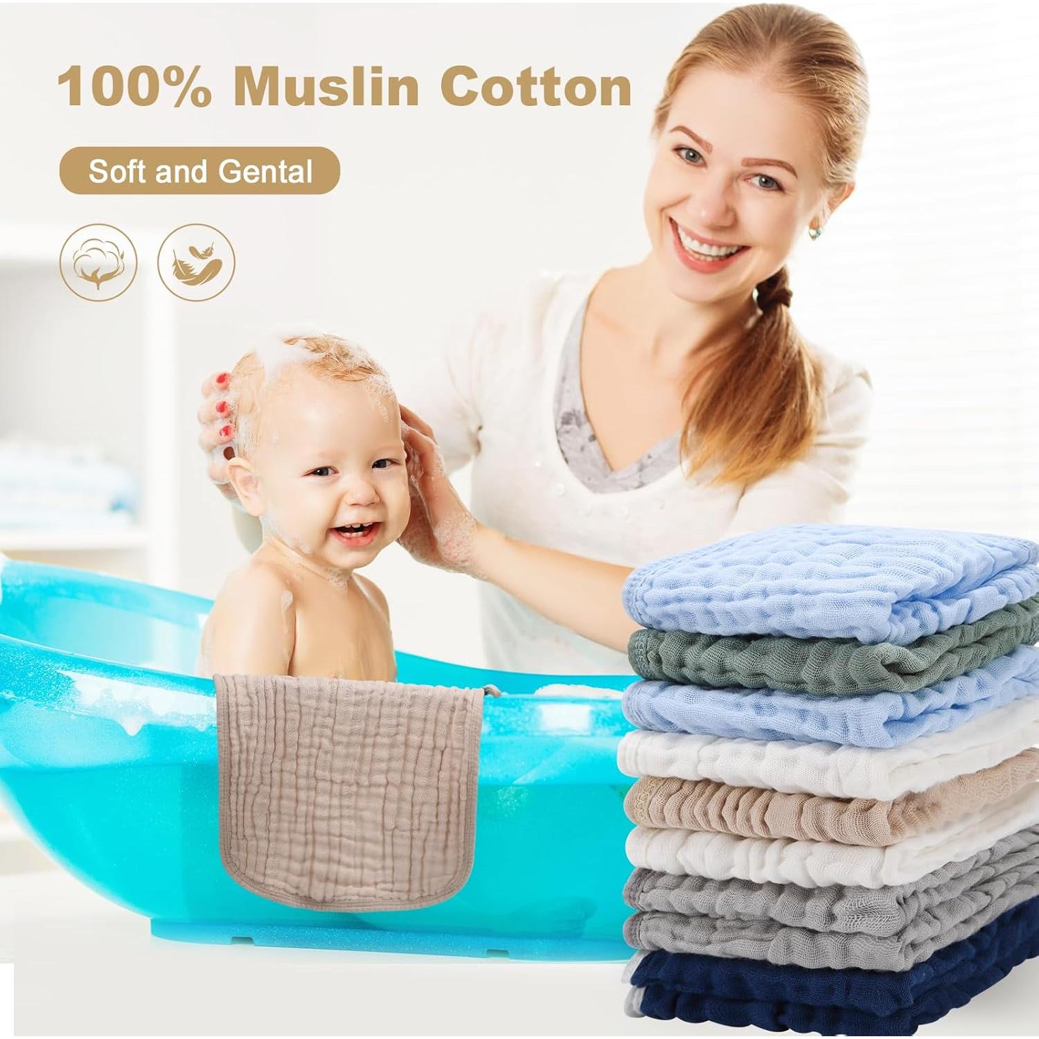 Paquete de 10 Toallitas de Algodón Muslín Synrroe 30x30 cm