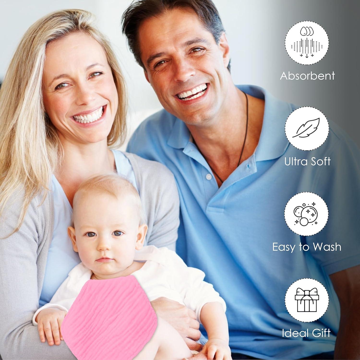 Toallitas de Muselina para Bebés BAMBOO QUEEN 30x30 cm - 12 Pzas