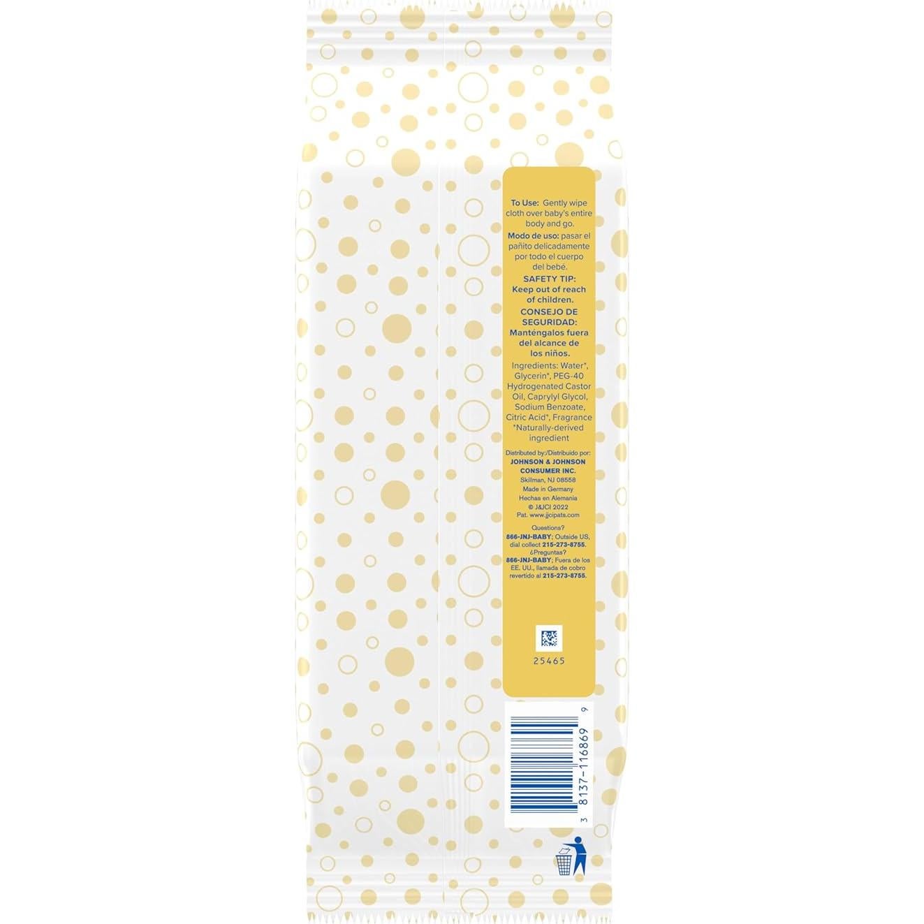 Toallitas de Limpieza Suaves Johnson's Baby 15 ct Sin Enjuague