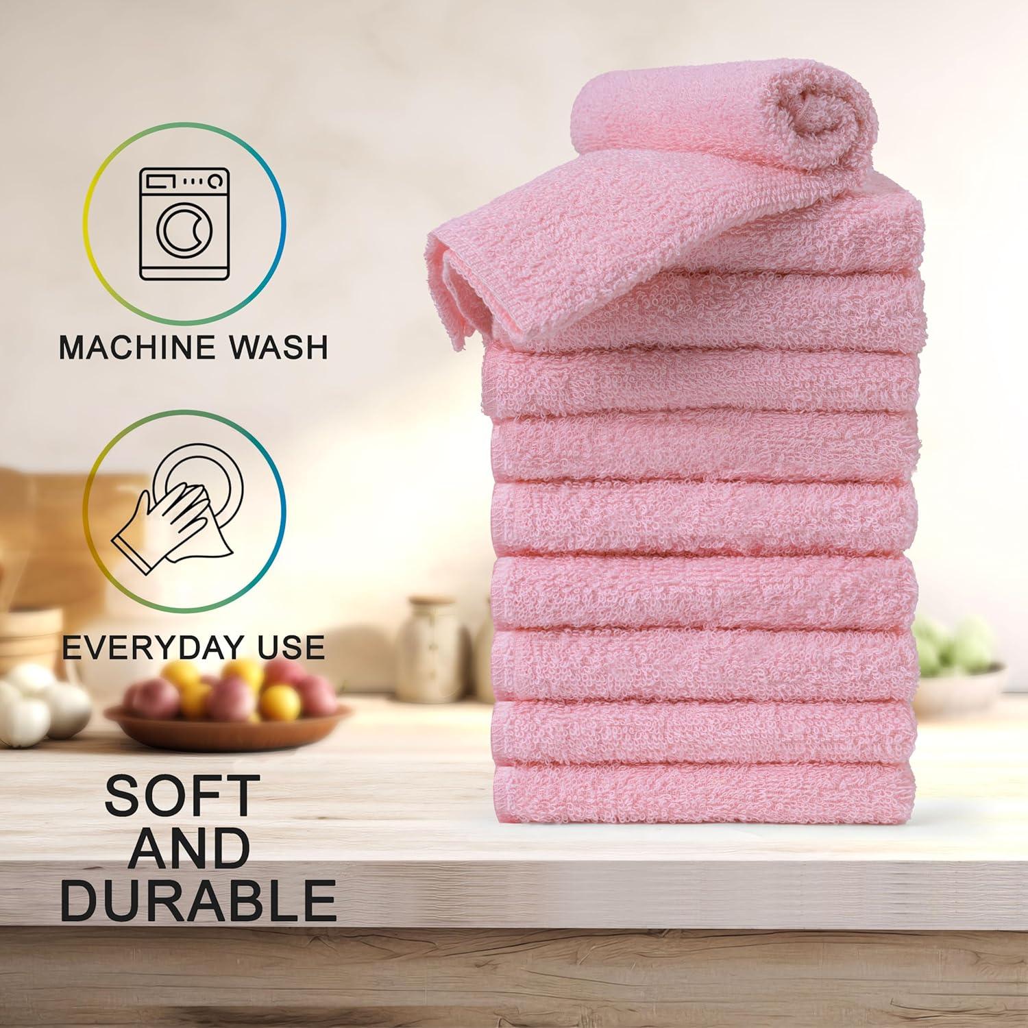 Paquete de 10 Paños de Lavado Textila Rosa Bebé 30x30 cm