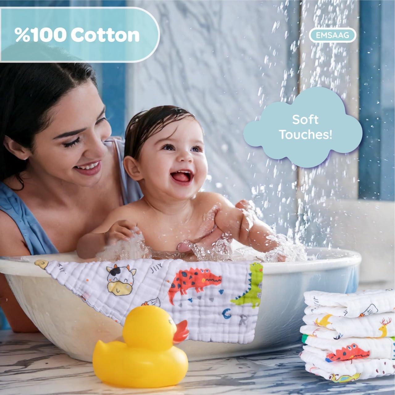 Toallitas de Muselina EMSAAG 100% Algodón 7 Unidades 25.4x25.4 cm