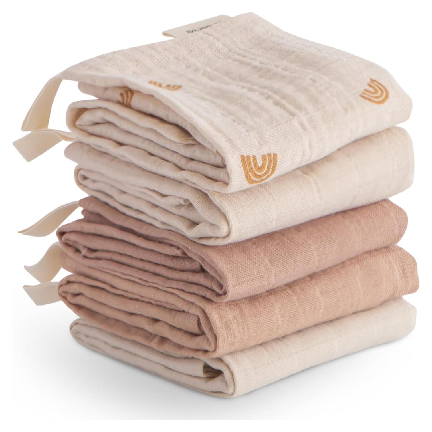 Toallitas de Algodón Orgánico Mushie 5-Pack Combo Arcoíris