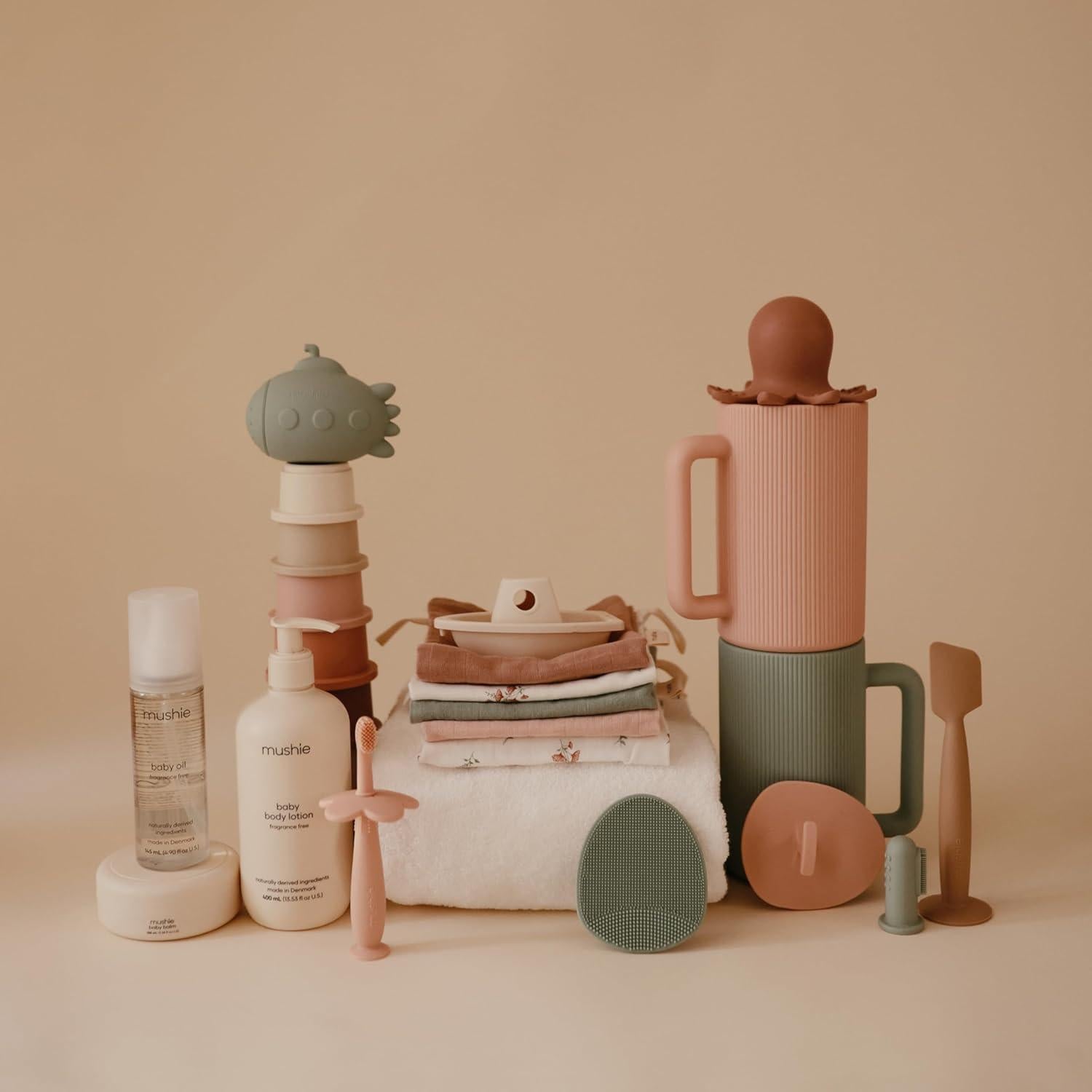 Toallitas de Algodón Orgánico Mushie 5-Pack Combo Arcoíris