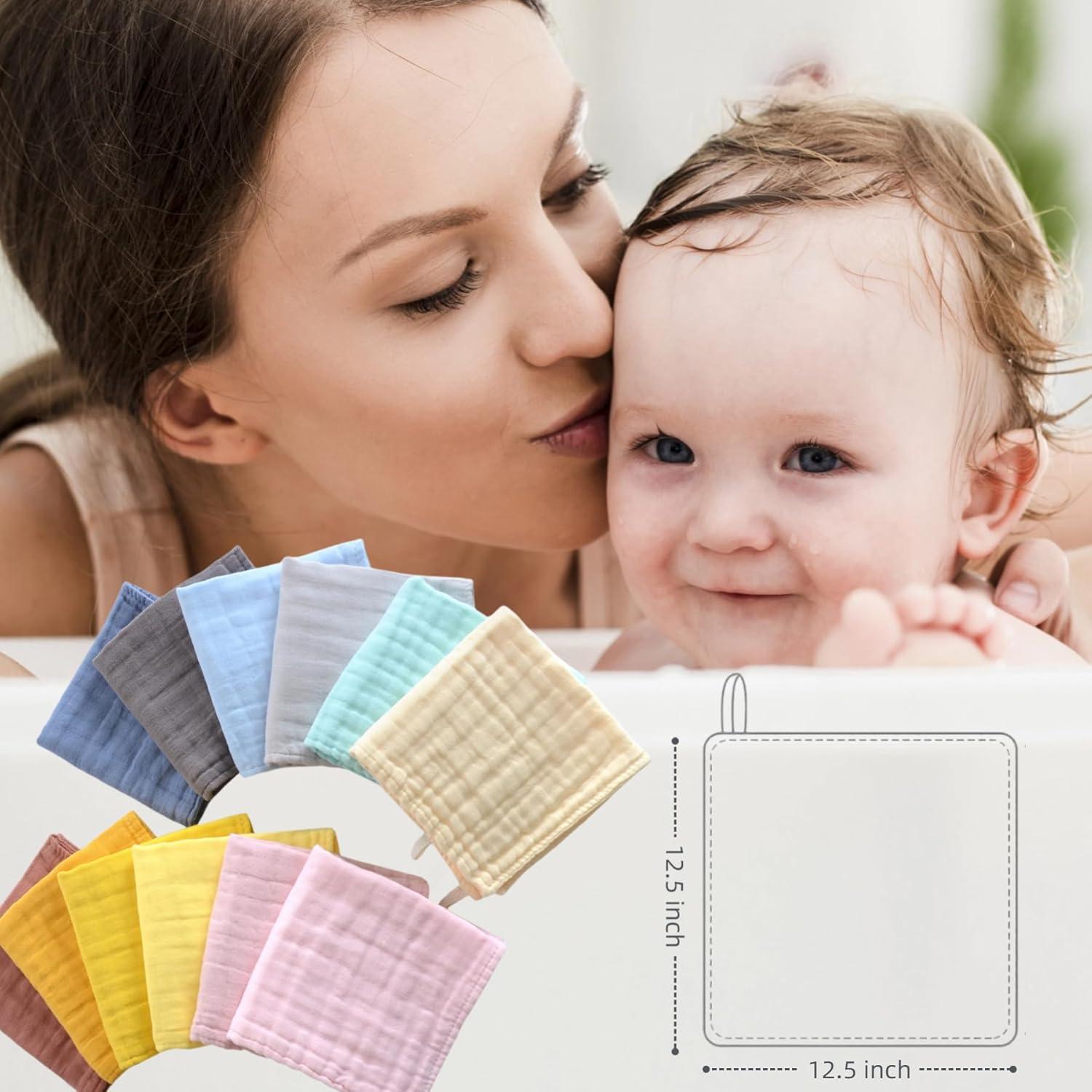 Paños de Baño MUKIN para Bebés - Algodón Suave, 12 Unidades