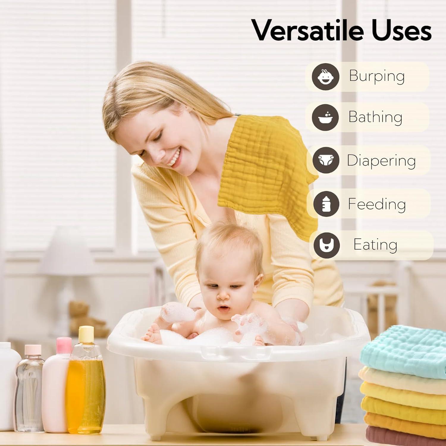 Paños de Baño MUKIN para Bebés - Algodón Suave, 12 Unidades