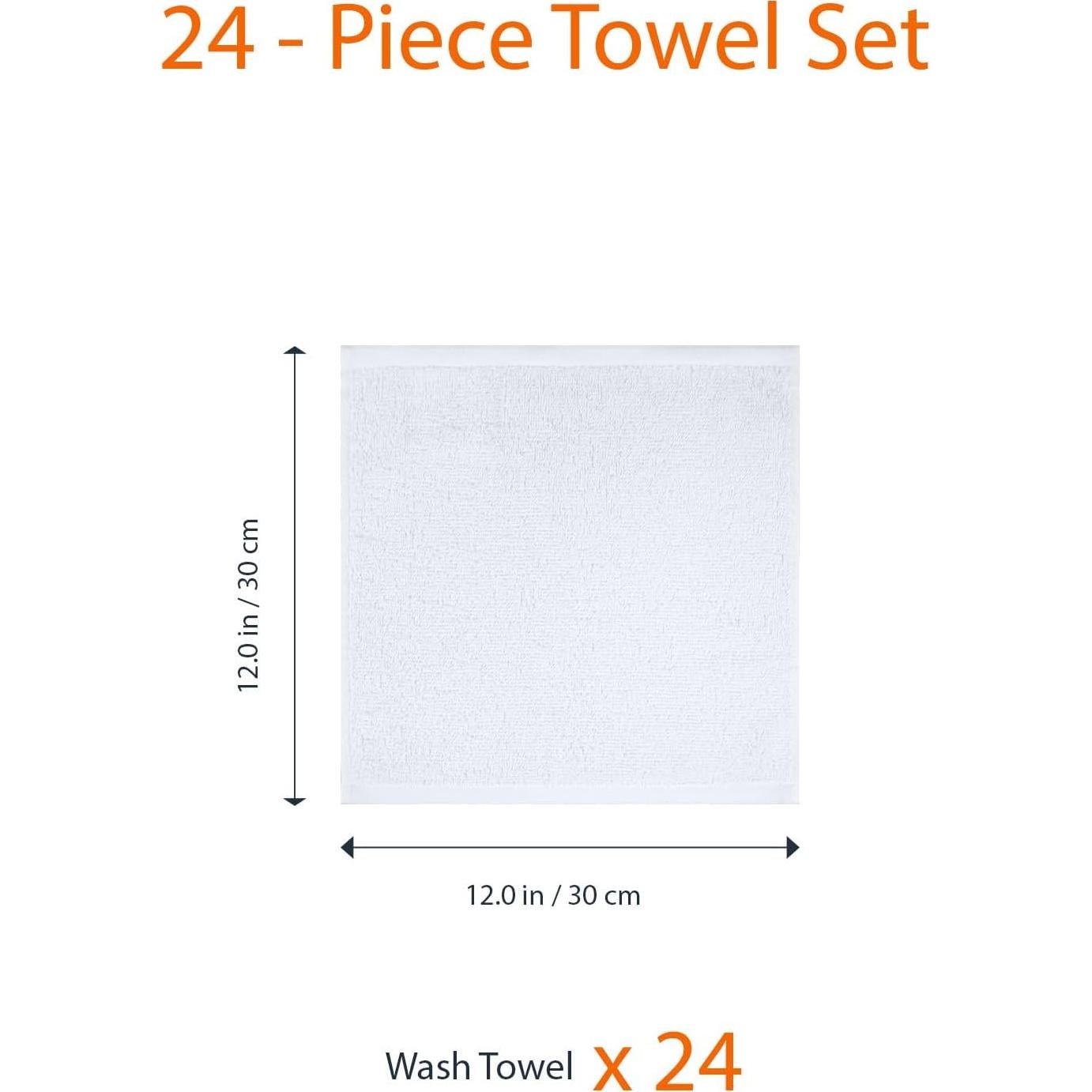 Toallas de mano de algodón Amazon Basics 30x30 cm - Paquete 24