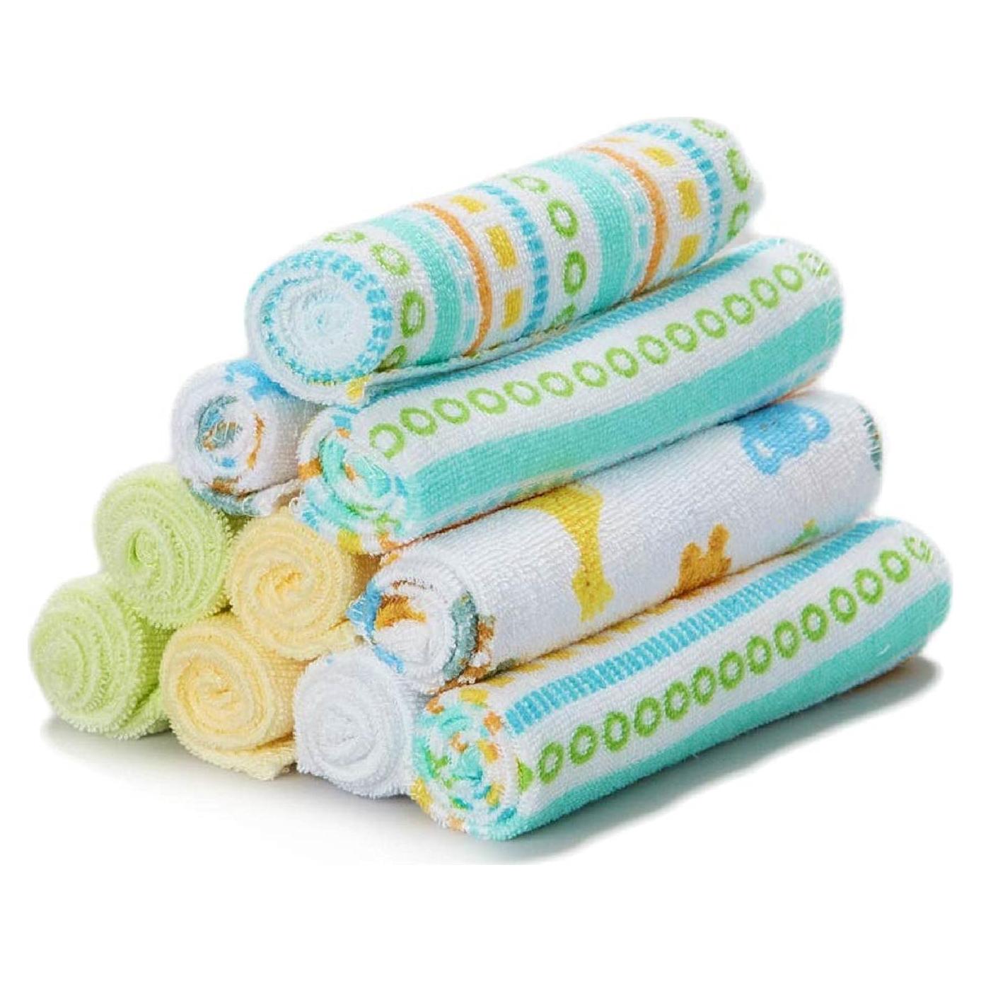 Juego de Toallitas de Baño Spasilk para Bebés 10 Piezas Rayas Amarillas