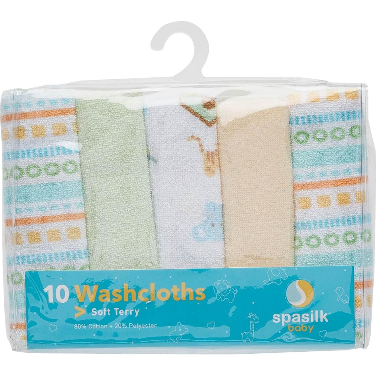 Juego de Toallitas de Baño Spasilk para Bebés 10 Piezas Rayas Amarillas