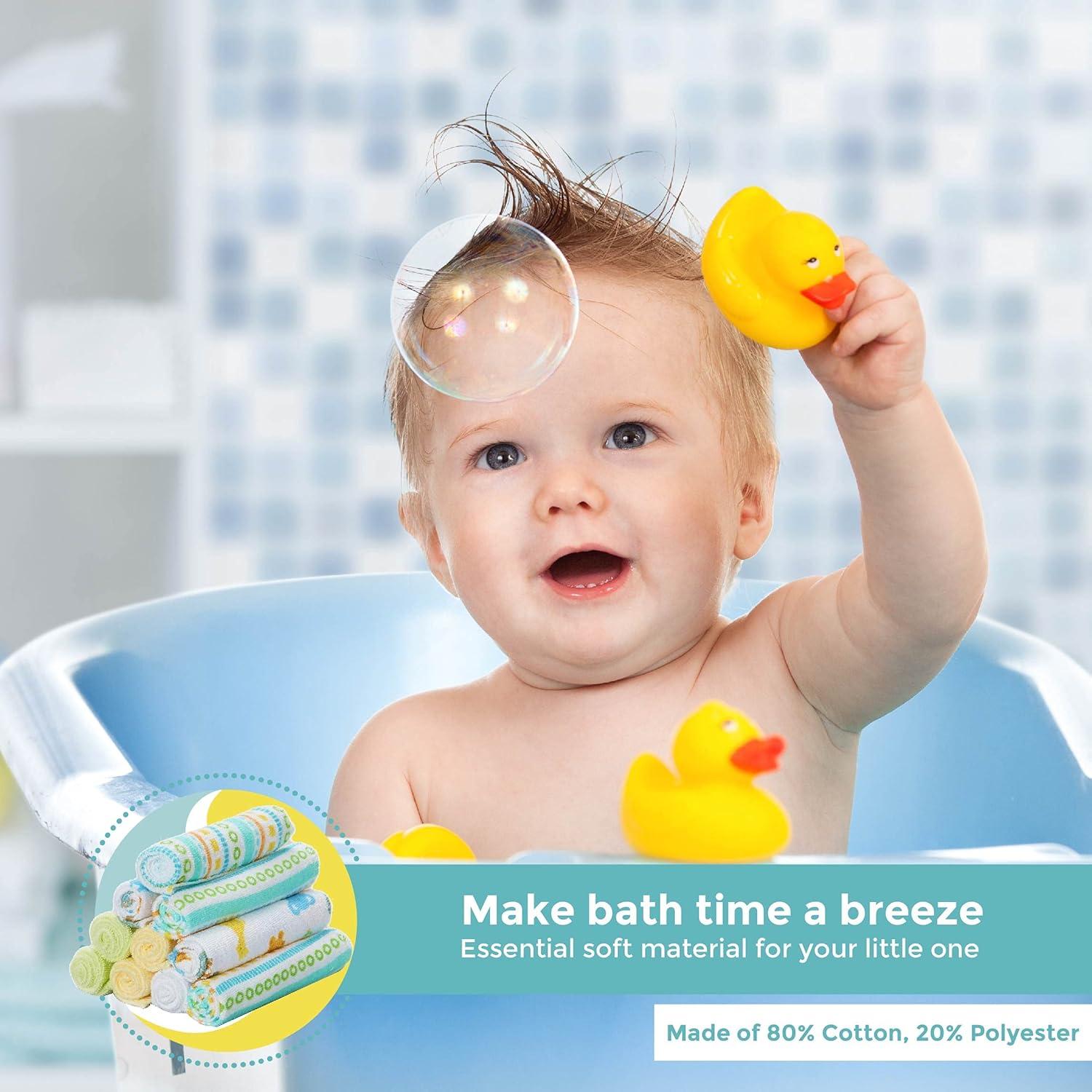 Juego de Toallitas de Baño Spasilk para Bebés 10 Piezas Rayas Amarillas