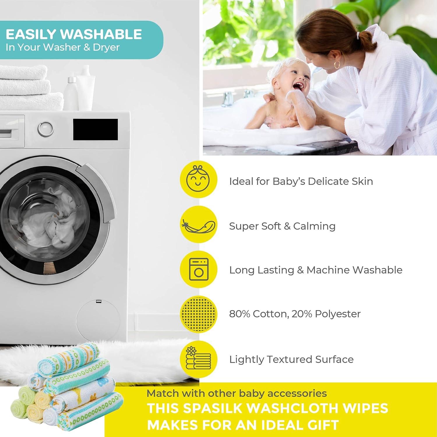 Juego de Toallitas de Baño Spasilk para Bebés 10 Piezas Rayas Amarillas