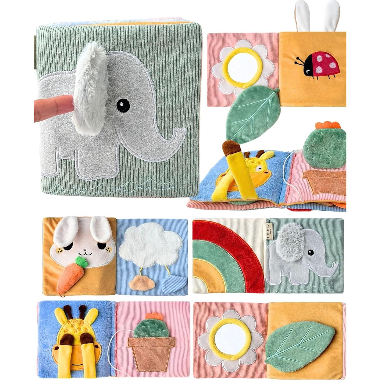 Juego Almohadilla Rodillas y Codos Baño Beige + Libro Suave Bebés