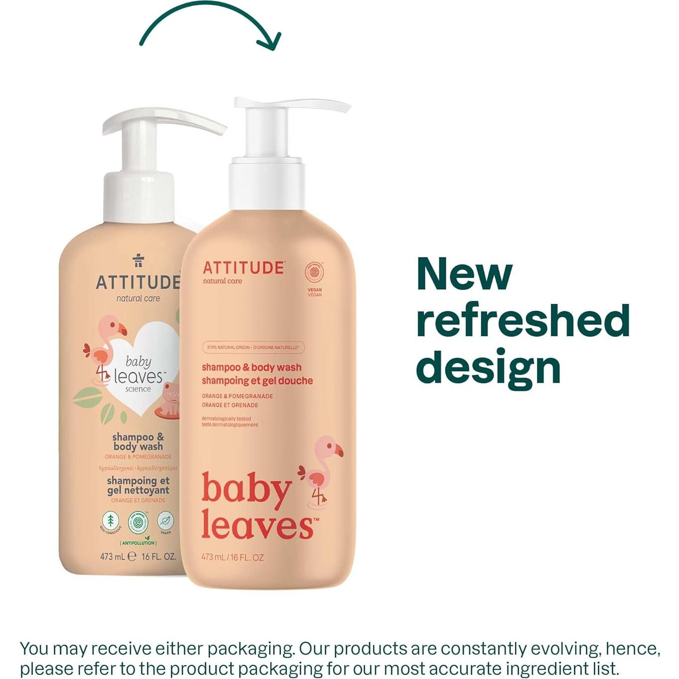 Champú y Gel de Baño 2 en 1 ATTITUDE Bebé 473 ml Naranja y Granada