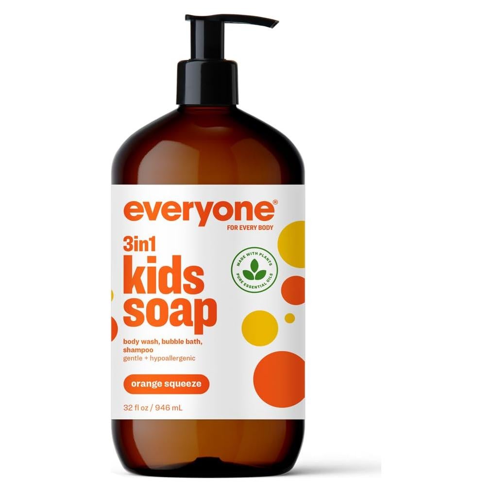 Jabón 3 en 1 para Niños Everyone 32 Oz Naranja Hipoalergénico