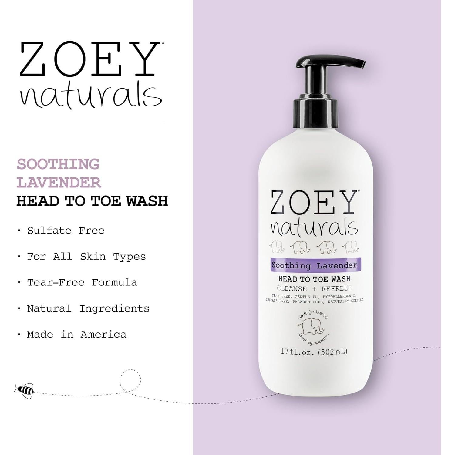 Champú y Lavado Calmante Lavanda Zoey Naturals 480 g